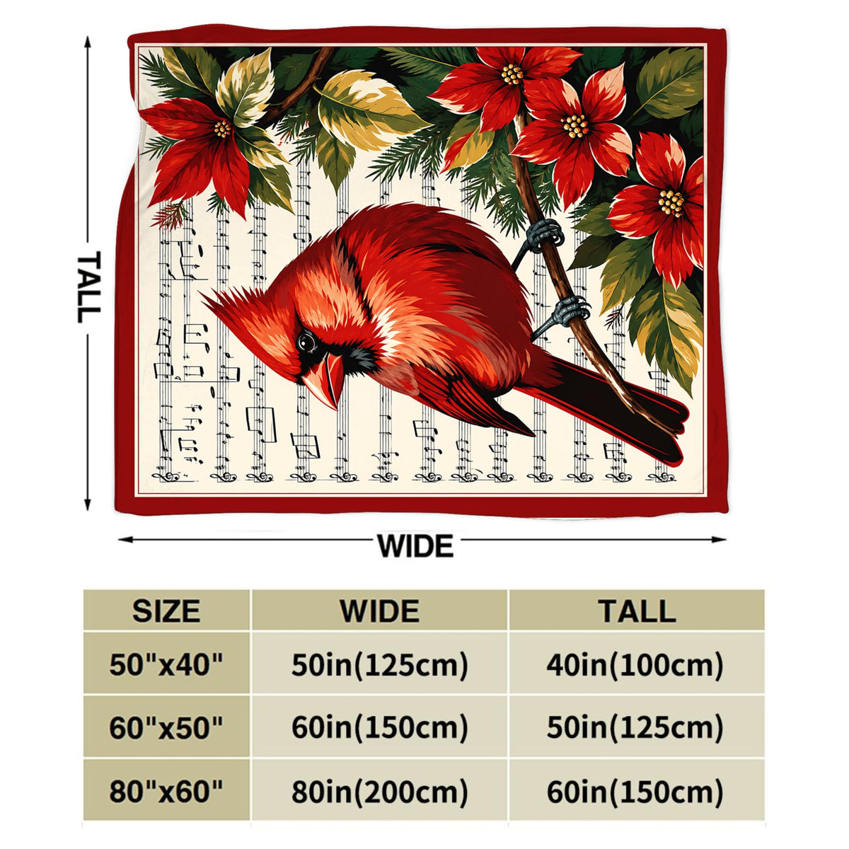 Christmas Cardinal Blanket Bird Lover Gifts Throw Blanket 40"X50" (40"x50" / Cardinal01)