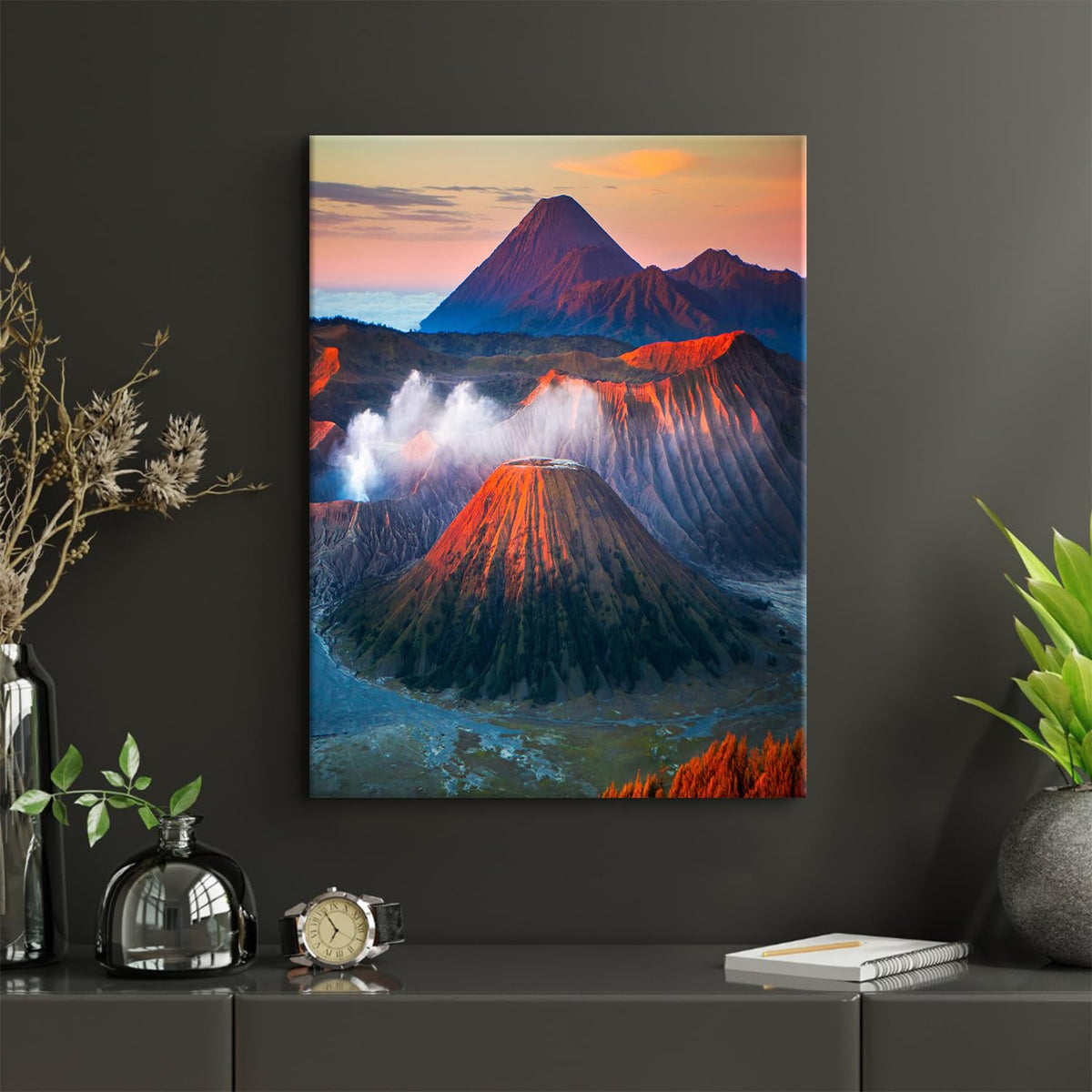 Volcano Wall Art Nautre Landscape Canvas Pictures Living Room Decor National Park Posters Sunset Mountain Scenic Prints Paintings Modern Neutral Canvas Artwork for Dining Room Home Decorations 12x16" (16"L x 12"W / Volcano)