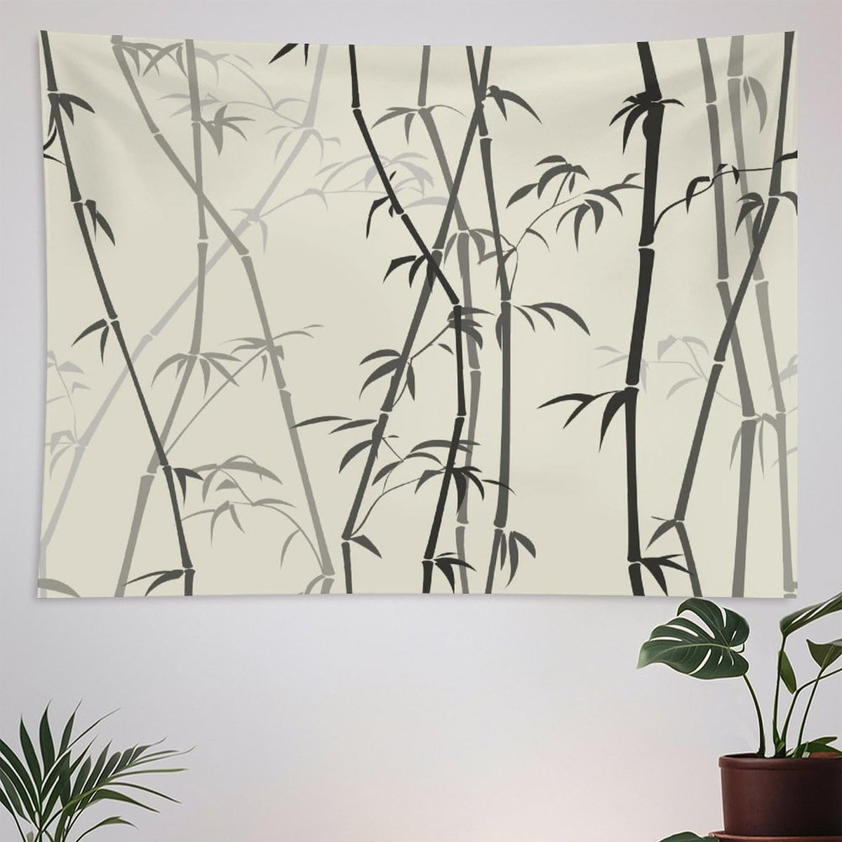 Asian Bamboo Tapestry Wall Hanging Japanese Bamboo Leaf Plant Classical Chinese Oriental Nature Scenery Tapestries Home Decor for Living Room Bedroom Apartment Dorm 40"x60" (40"L x 60"W / Bamboo-4)