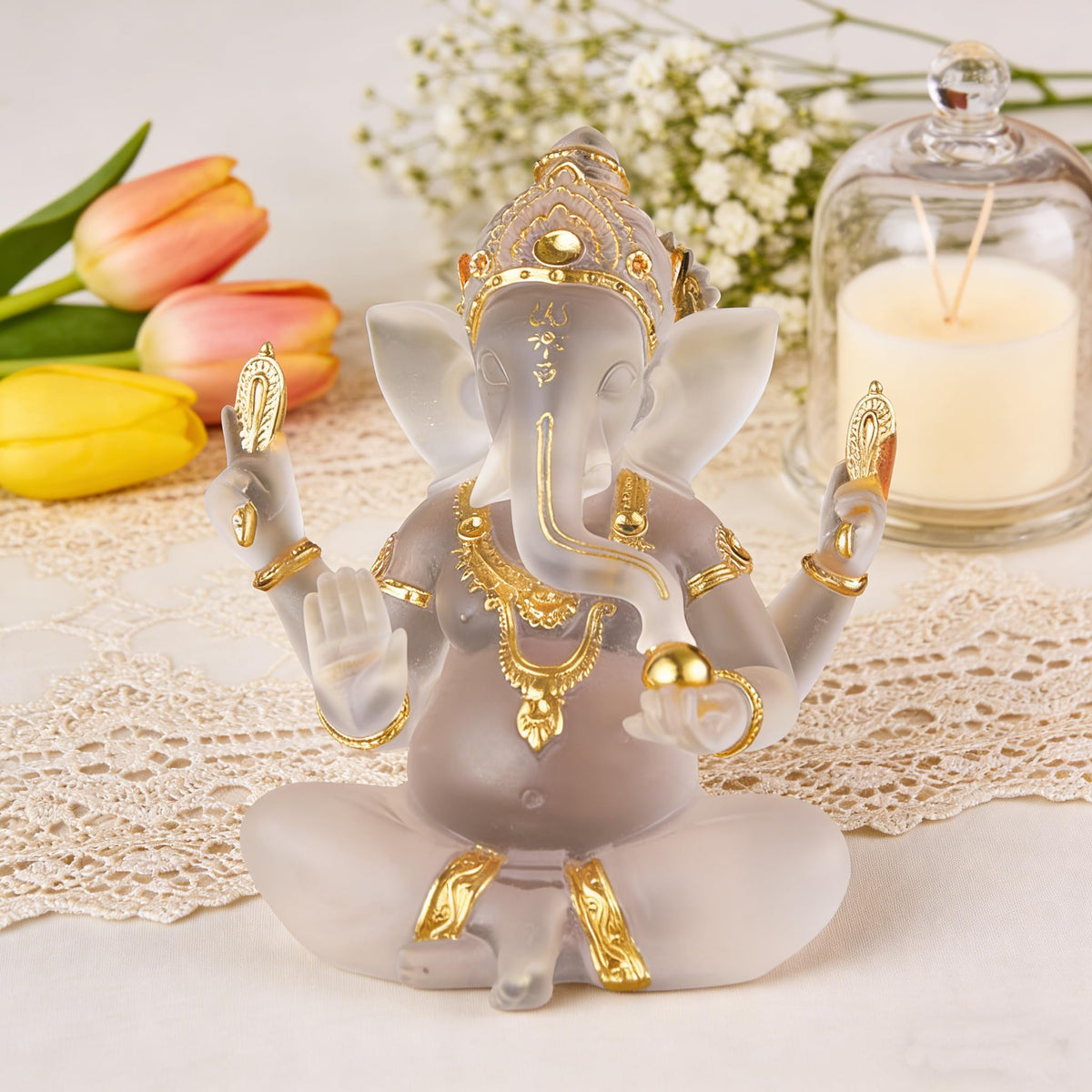 Indian God Lord Ganesha Statue (Transparent / 7.08")