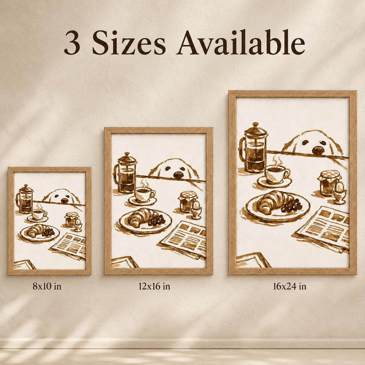 Cute Dog Coffee Framed Wall Art (dog / 10"L x 8"W)