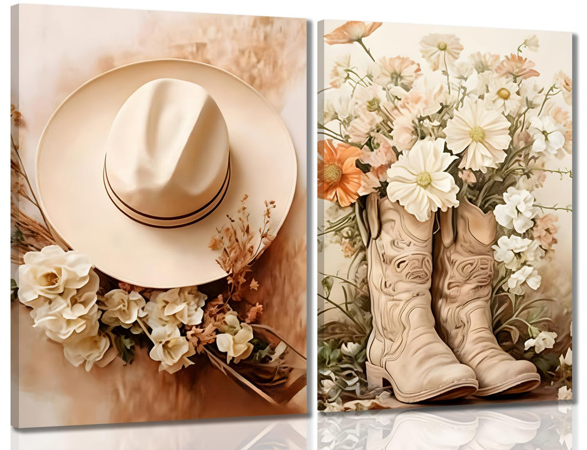 Cowboy Boots & Hat Canvas Wall Art Set (xiemao / 24"L x 16"W)