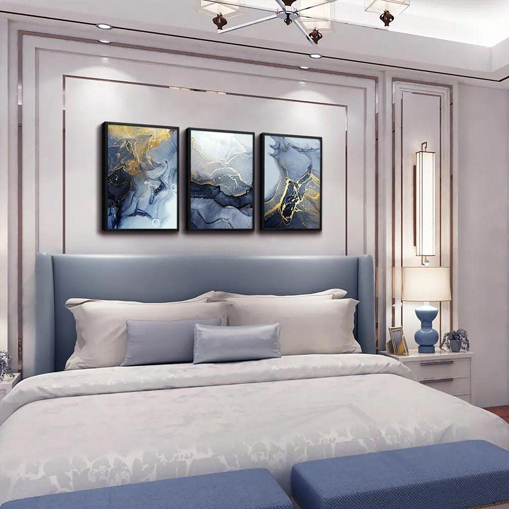 Black Framed Canvas Wall Art For Bedroom Abstract Wall Decor For Living Room Abstract Ink Paintings Wall Artworks Hang Pictures For Office Decor Bathroom Home Decorations Posters 12"X16" 3 Piece (12x16inches*3pcs / Abstract Line Painting Black Framed)