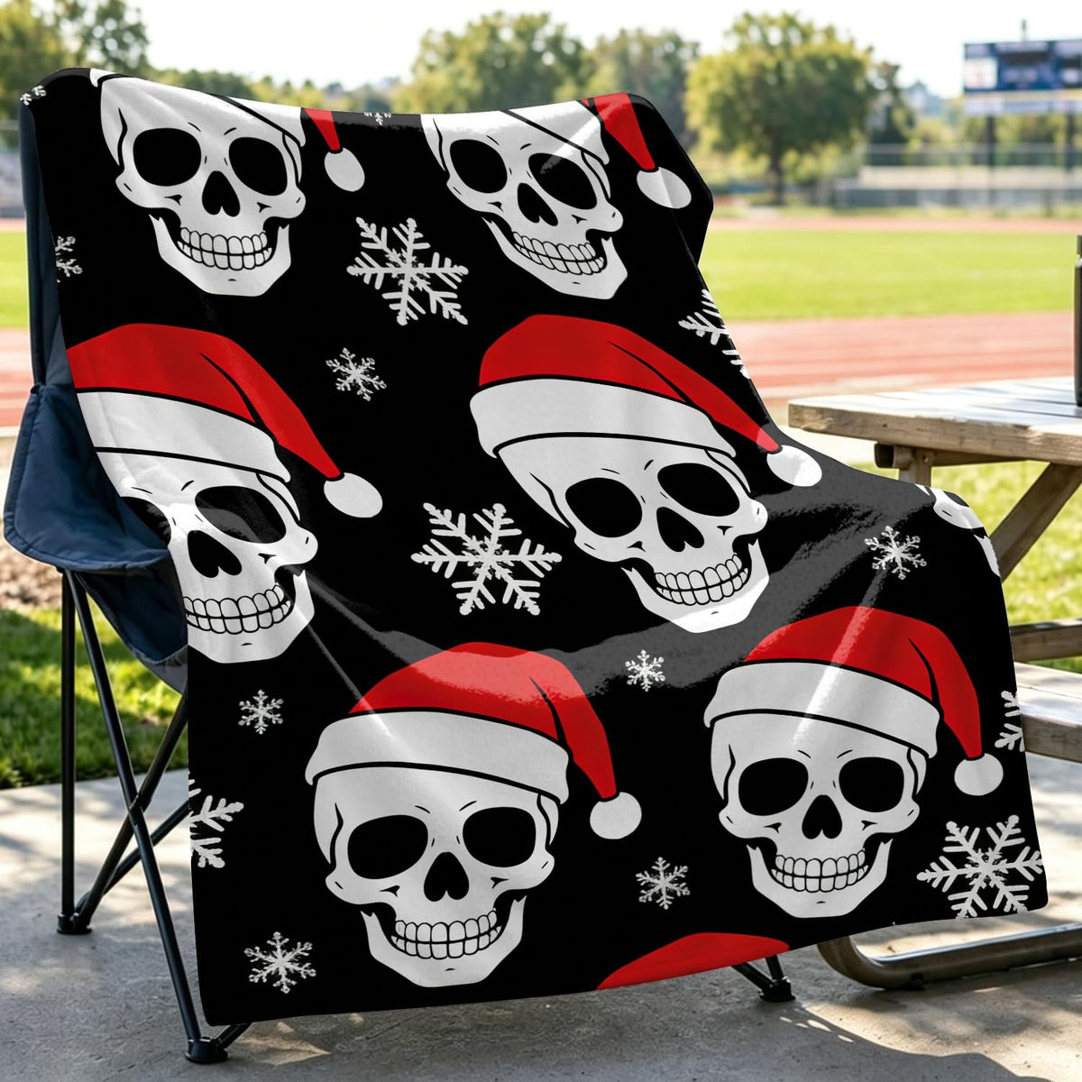 Christmas Skull Fleece Blanket Gothic Spooky Gift Room Decor 30"x40" (Christmas Skull / 30"X40")