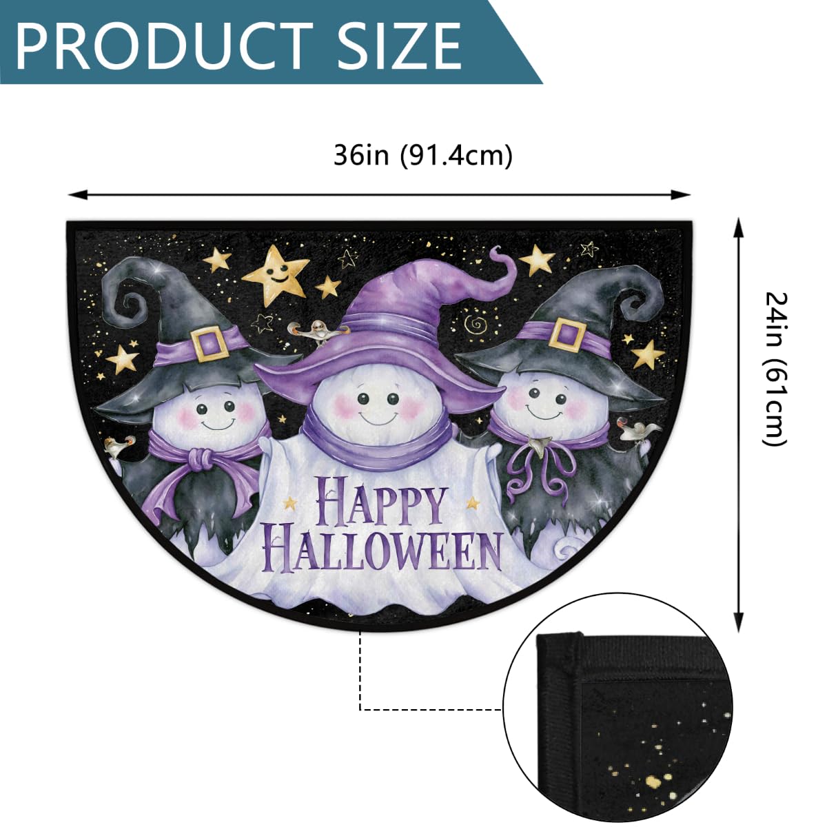 Halloween Half Round Door Mat Outdoor Welcome Entrance Doormat A8 (B-18 Halloween)