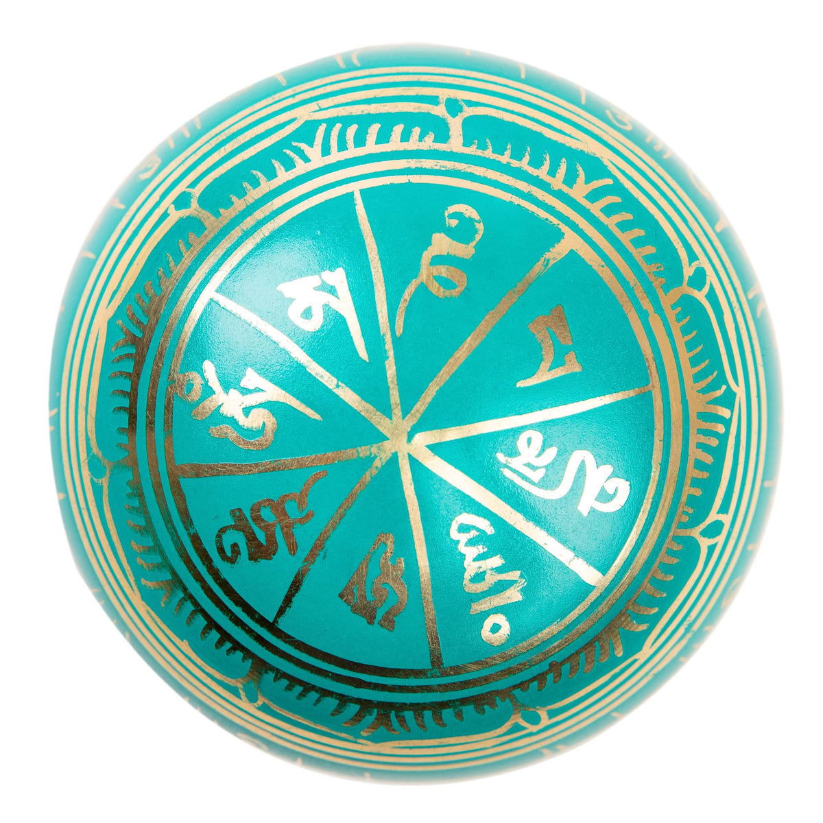 Tibetan Singing Bowl Set Brass (Turquoise)