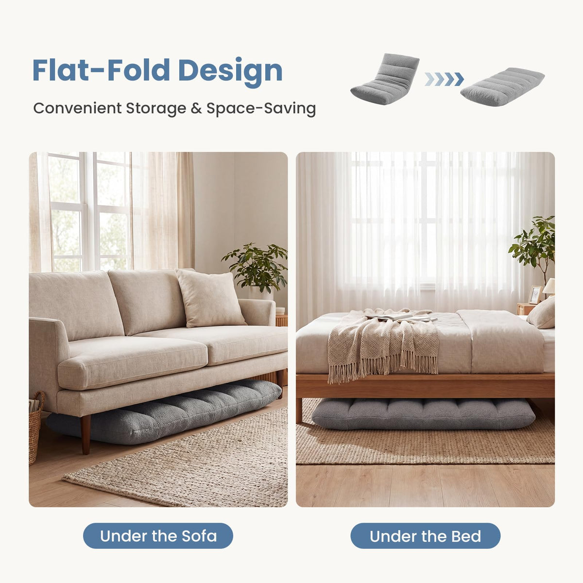 Folding Floor Chair (Grey)