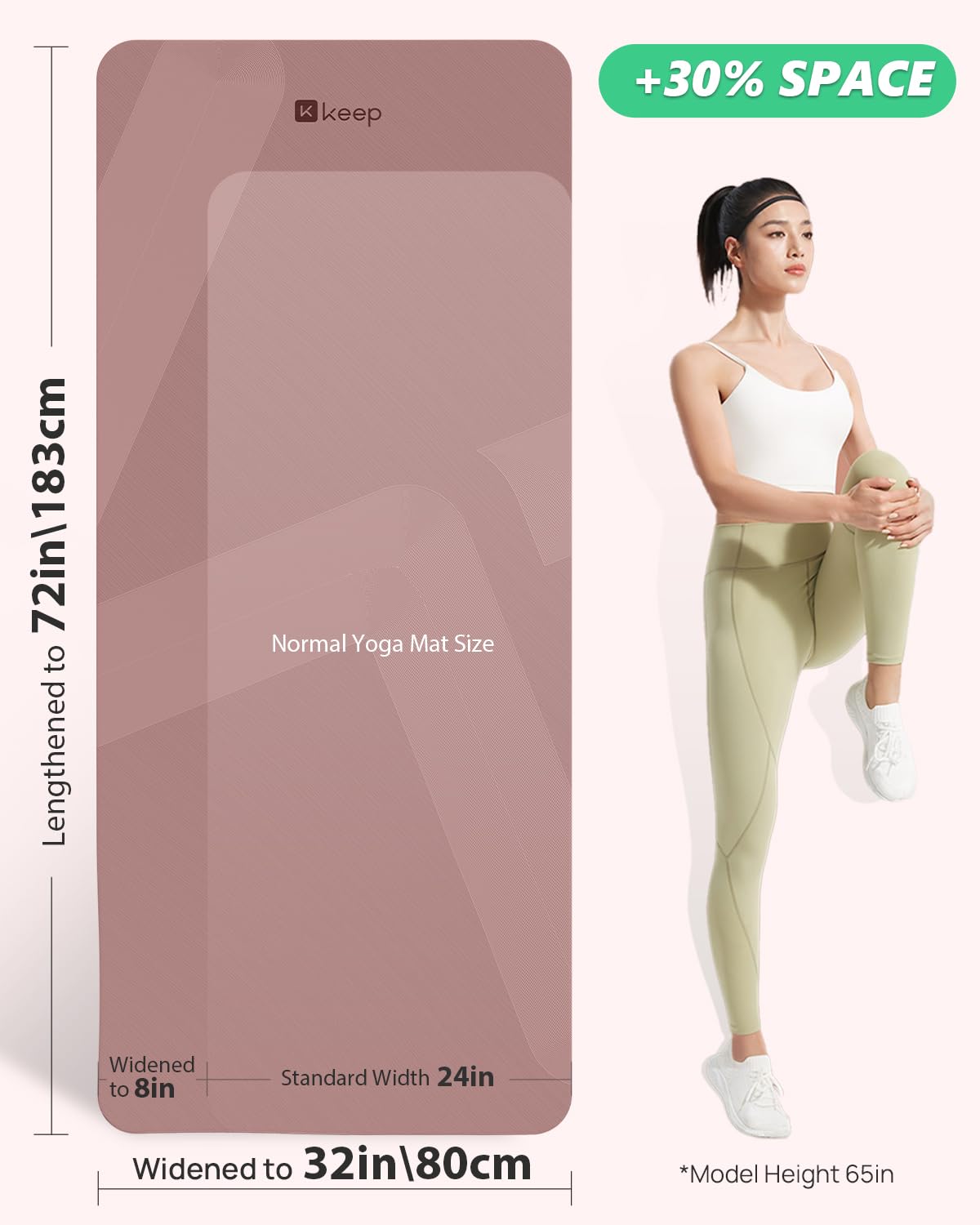 Non Slip Large Yoga Mat (Smoky Pink)