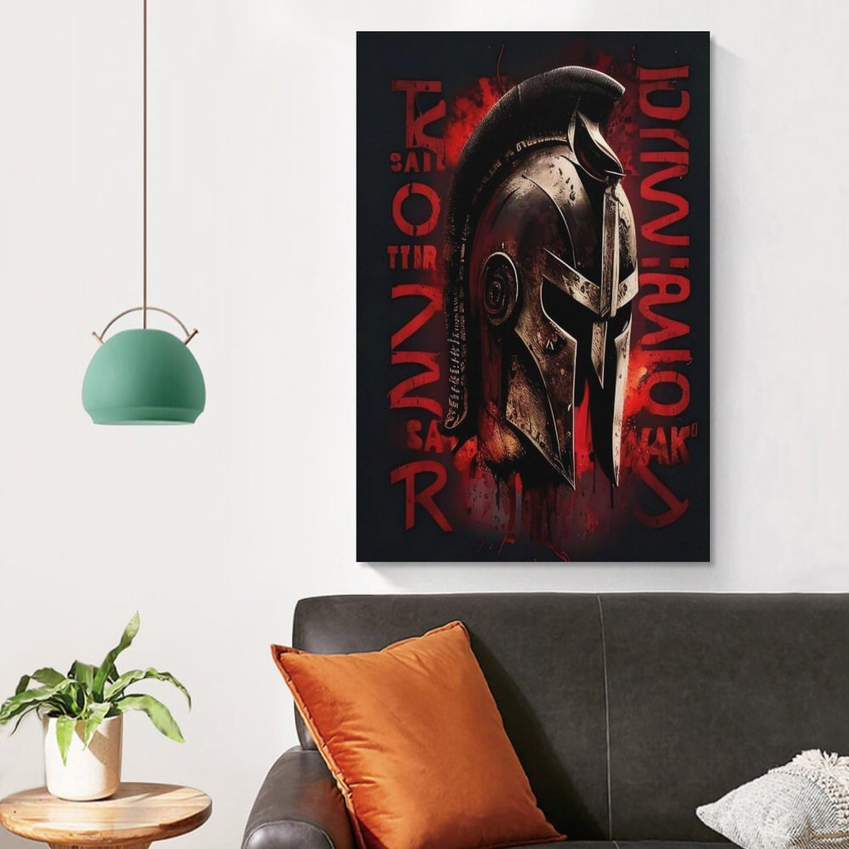 Spartan Strong Warrior Helmet Red Black Motivational Fitness Canvas Printing Wall Art Prints Wall Decor Posters Modern Gym Bedroom Living Room Office Man Cave Aesthetic 12x18inch (style-17 / 12x18inch(30x45cm) Unframe)