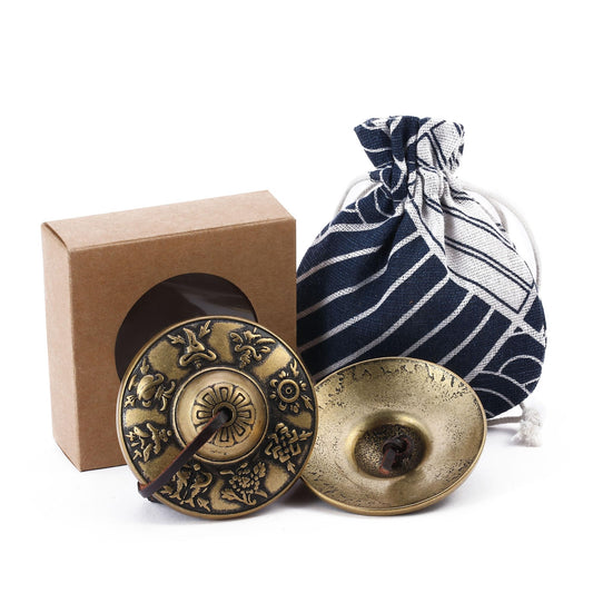 Tibetan Tingsha Cymbals Meditation Chime Bells (8 Lucky Symbols)