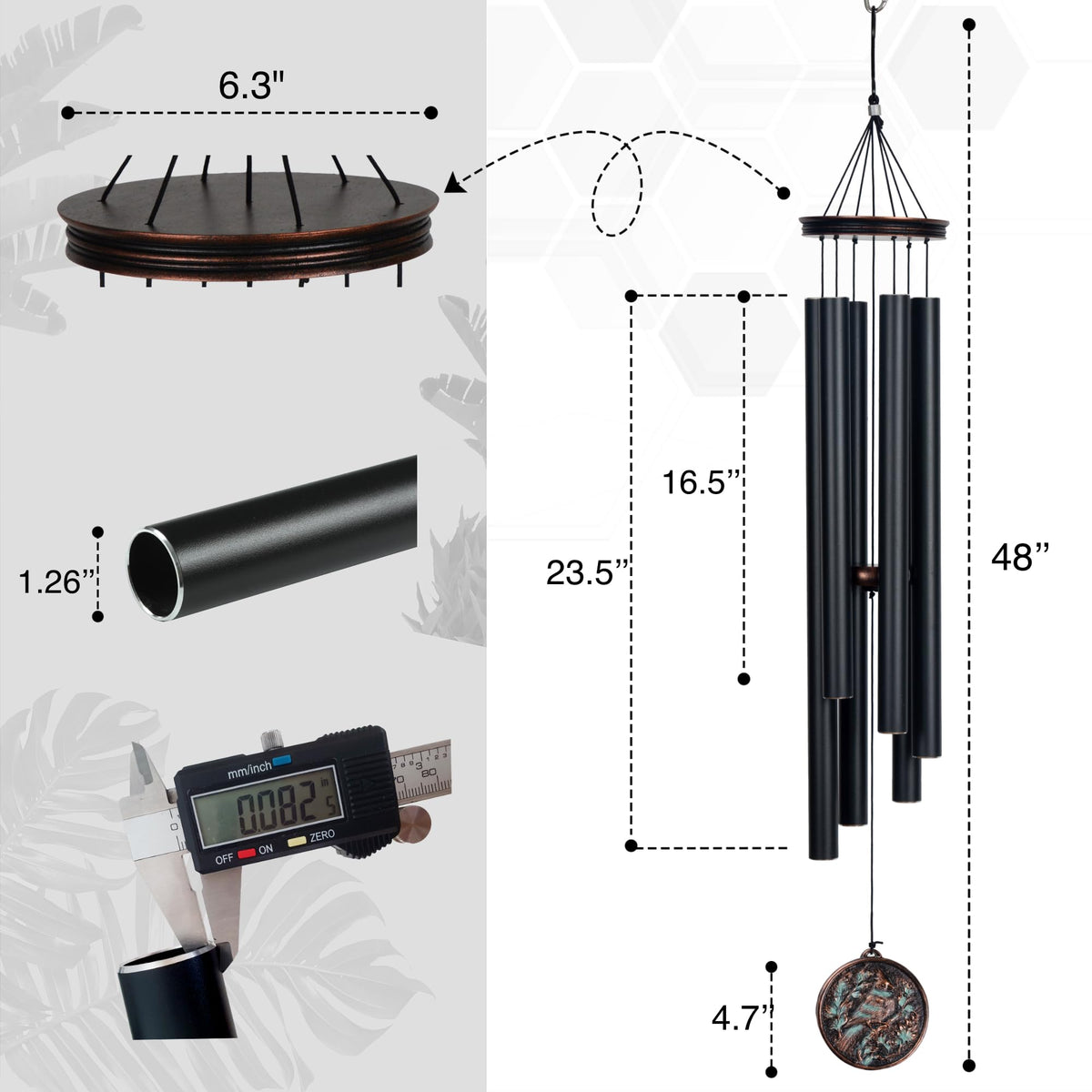 Large Wind Chimes for Outside Deep Tone (46" Cardinal)