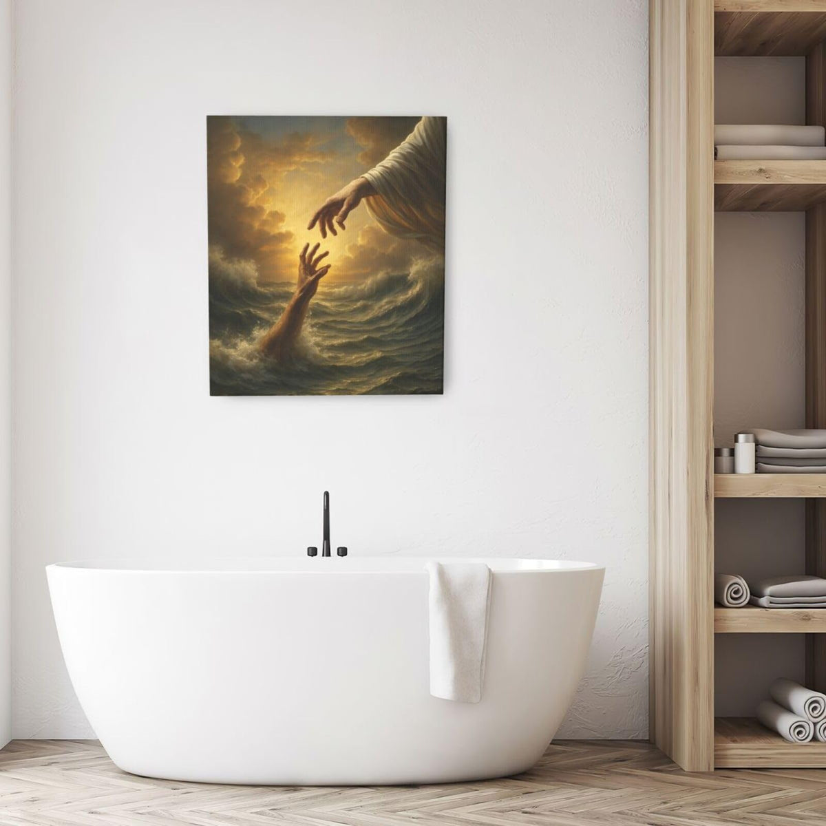 Jesus Wall Art Christian The Hand of God Wall Decor Religious Bible Canvas Paintings Pictures Christ Prints Artwork Framed Decorations For Church Prayer Room Bedroom Living Room Gifts 20" x 24" (Jesus / 24"L x 20"W)