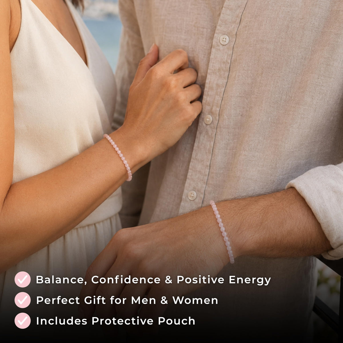 Rose Quartz Bracelet 4mm Beaded Bracelet (Rose Quartz / Small)