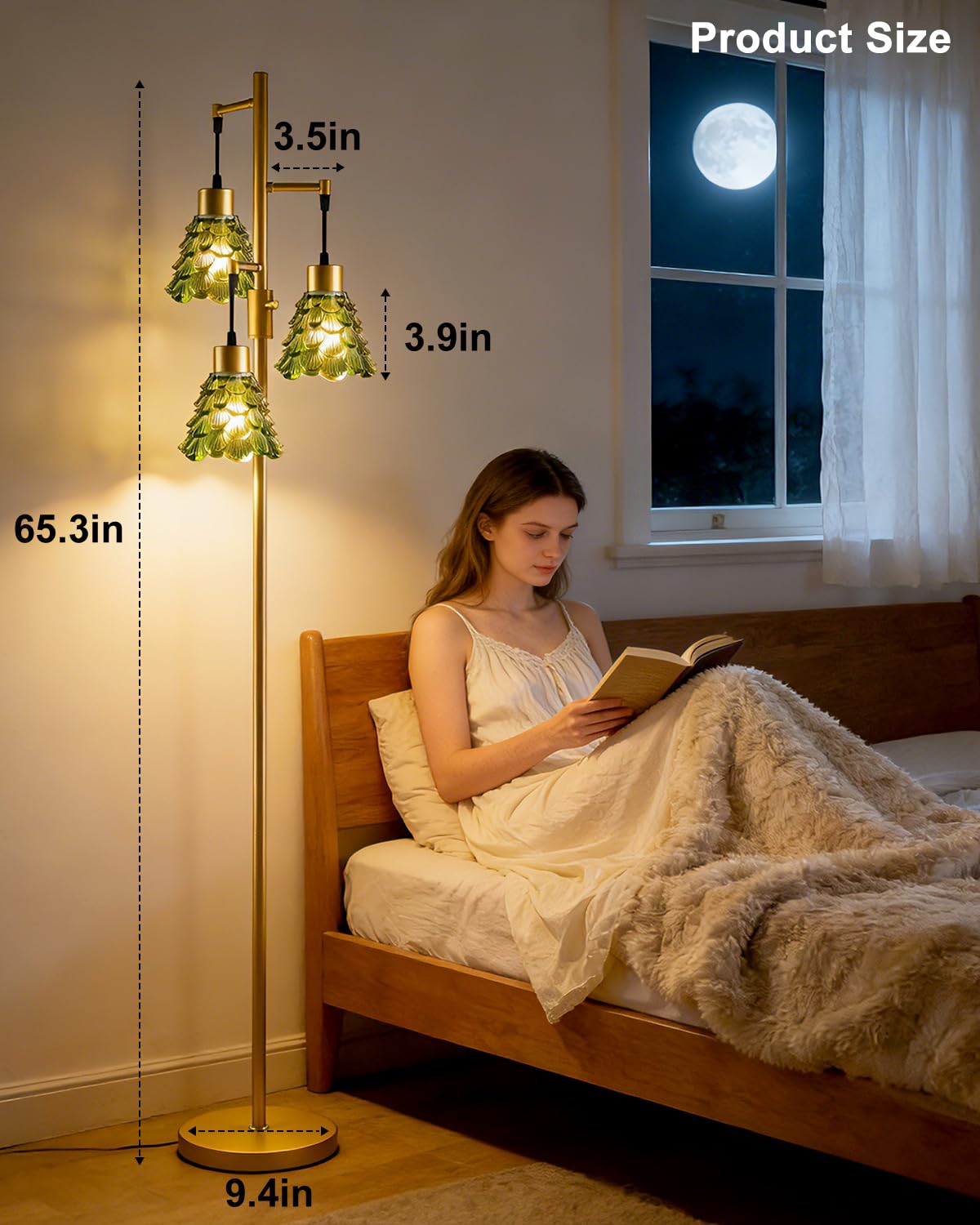 Glass Floor Lamp 3 (3 Green Horn-Gold)