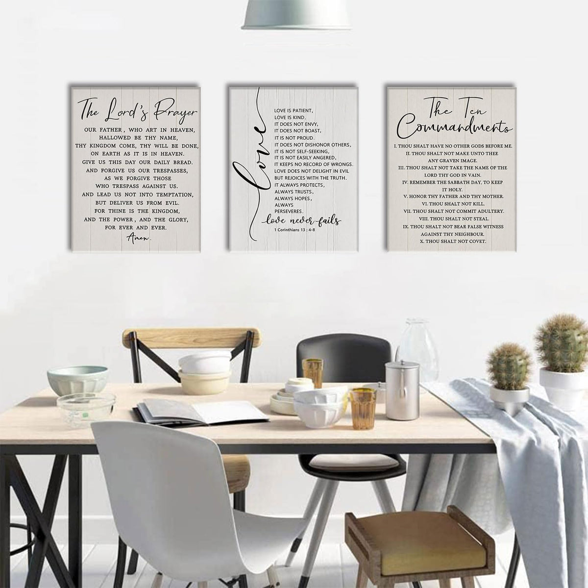 3 Piece 10 Commandments Wall Art Christian Canvas Wall Art Bible Verse Pictures Wall Decor Jesus Religious Art Prints Scripture Artwork for Living Room Church Office (The Ten Commandments / 12x16in)