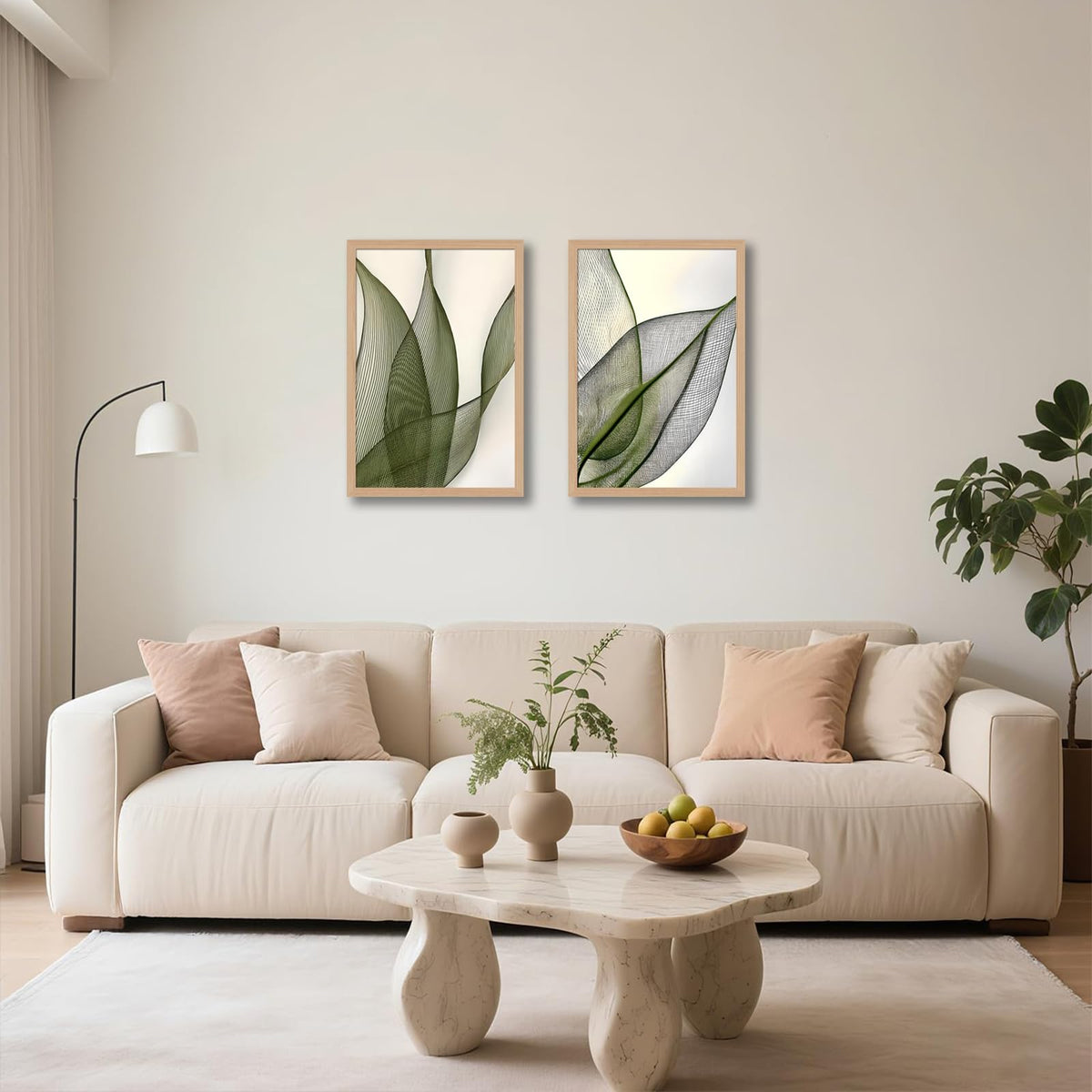 Green Leaf Wall Art Set of 2 (Leaves / 16"L x 24"W)