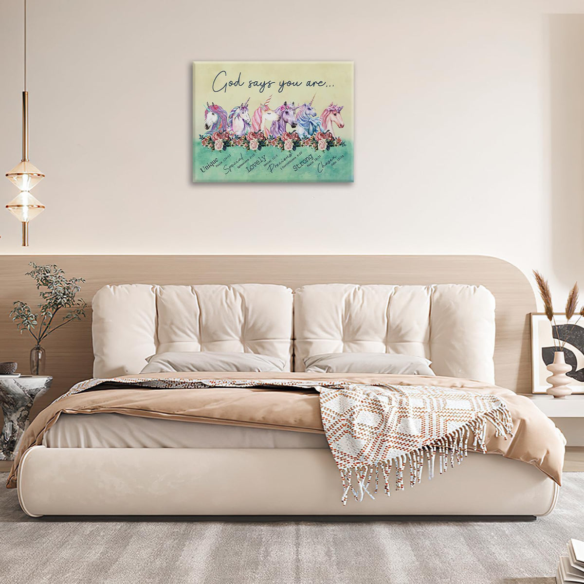 Unicorn Wall Art God Says You Are Pictures Wall Decor Canvas Painting Artwork Framed For Bathroom Bedroom Girl Room 12"x16" (Unicorn / 16"L x 12"W)