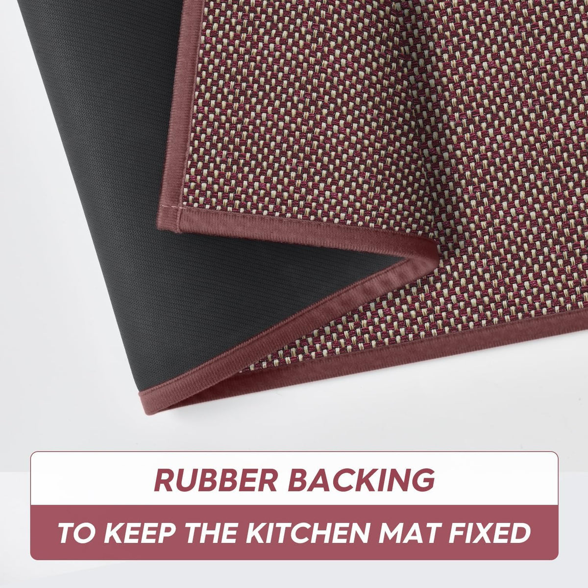 Non Slip Red Kitchen Rugs and Mats Set of 2 (17" x 29" /17" x 47" / Red)