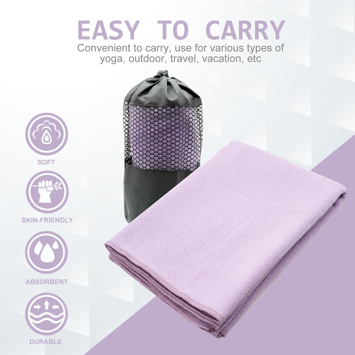 2 Pack Hot Yoga Towel with Grip Dot (Taro Purple)