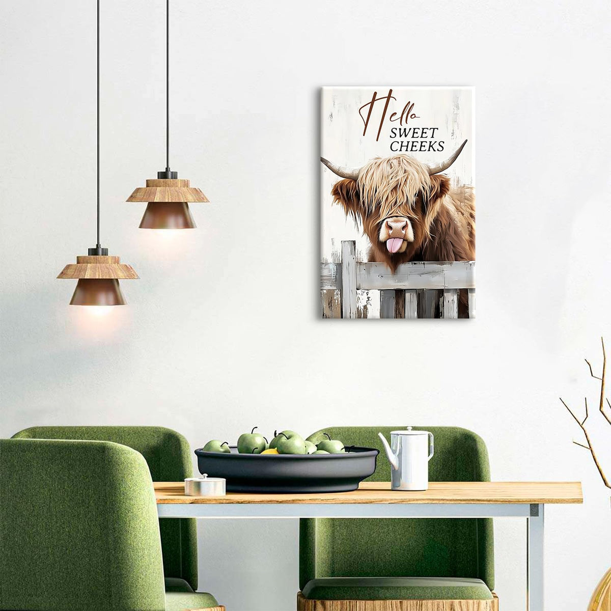Highland Cow Canvas Wall Art Hello Sweet Cheeks Bathroom Decor Funny Cute Cow Picture Prints Poster Farmhouse Longhorn Wall Decor Rustic Wild Animals Paintings Country Home Decorations 16x24" (24"L x 16"W / Funny Cow02)