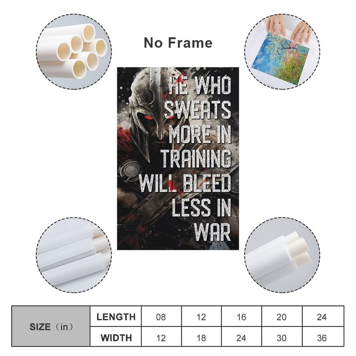 He Who Sweats More In Training Spartan Warrior Canvas Printing Wall Art Prints Wall Decor Posters Gym Motivation Banner Fitness Quote Dark Industrial Office Bedroom Decor 24x36inch (style-38 / 24x36inch(60x90cm) Unframe)