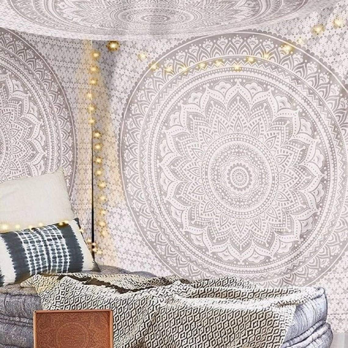 Ombre Wall Hanging Bohemian Tapestry (Silver / 60"L x 54"W)