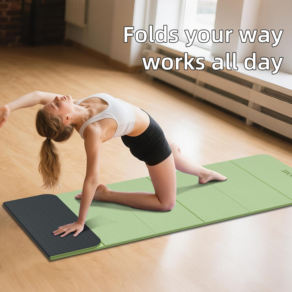 Foldable Yoga Mat (Green+Black)