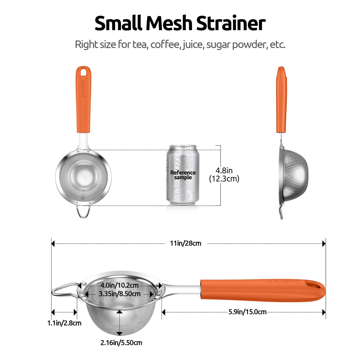 Fine Mesh Strainer (S-3.35in / (6) Orange)