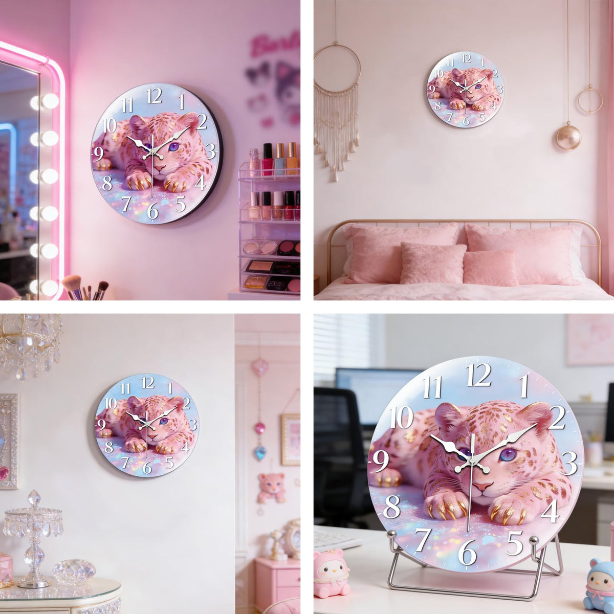 Pink Leopard Wall Clocks Battery Operated (Pink Leopard)