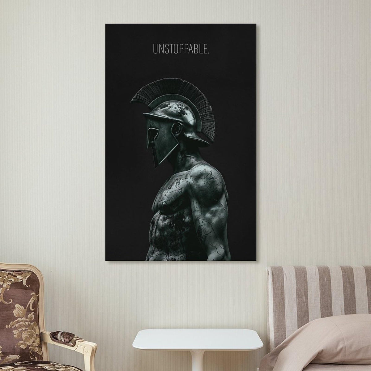 Spartan Warrior Motivational Text Poster Canvas Printing Wall Art Prints Wall Decor Posters Dark Stoic Helmet Minimalist Nordic Living Room Bedroom Office Gym Decor 24x36inch (style-13 / 24x36inch(60x90cm) Unframe)
