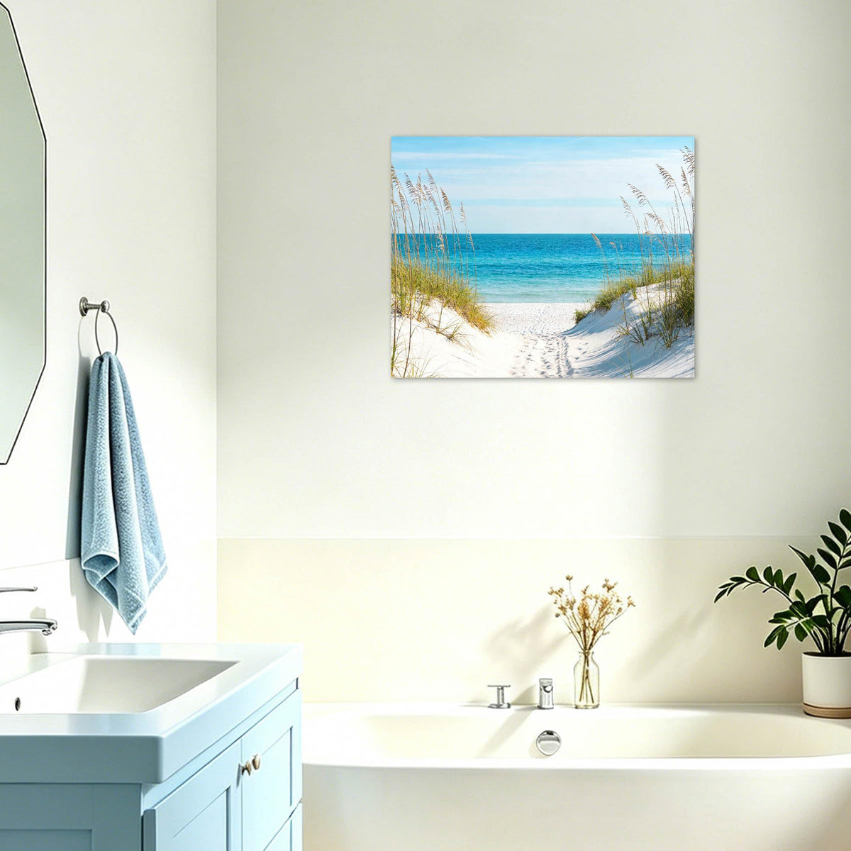 Coastal Beach Wall Art for Living Room Blue Ocean Pictures (12"L x 16"W / Blue)
