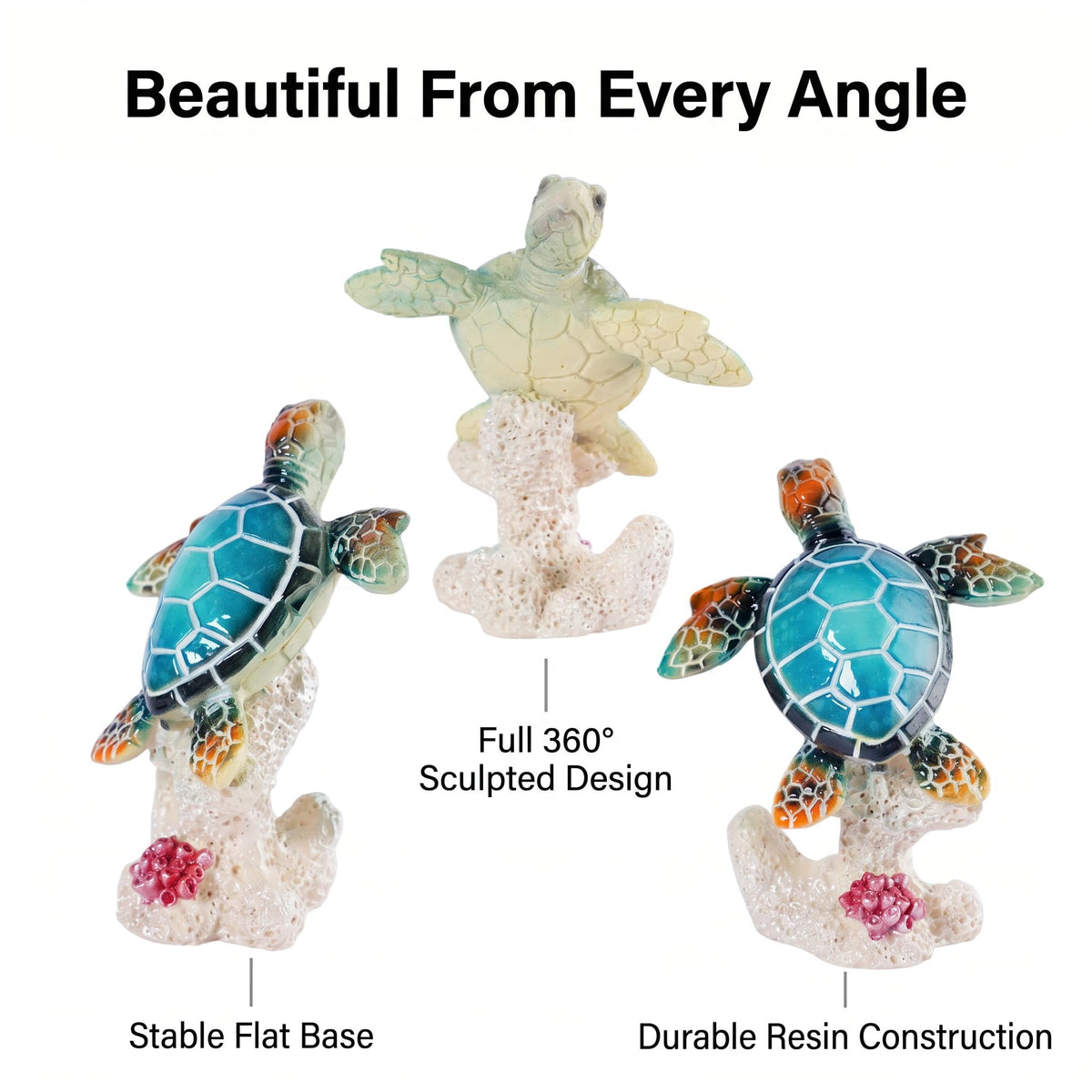 Turtle Ornament Sea Turtle Decor Statue (Blue D)