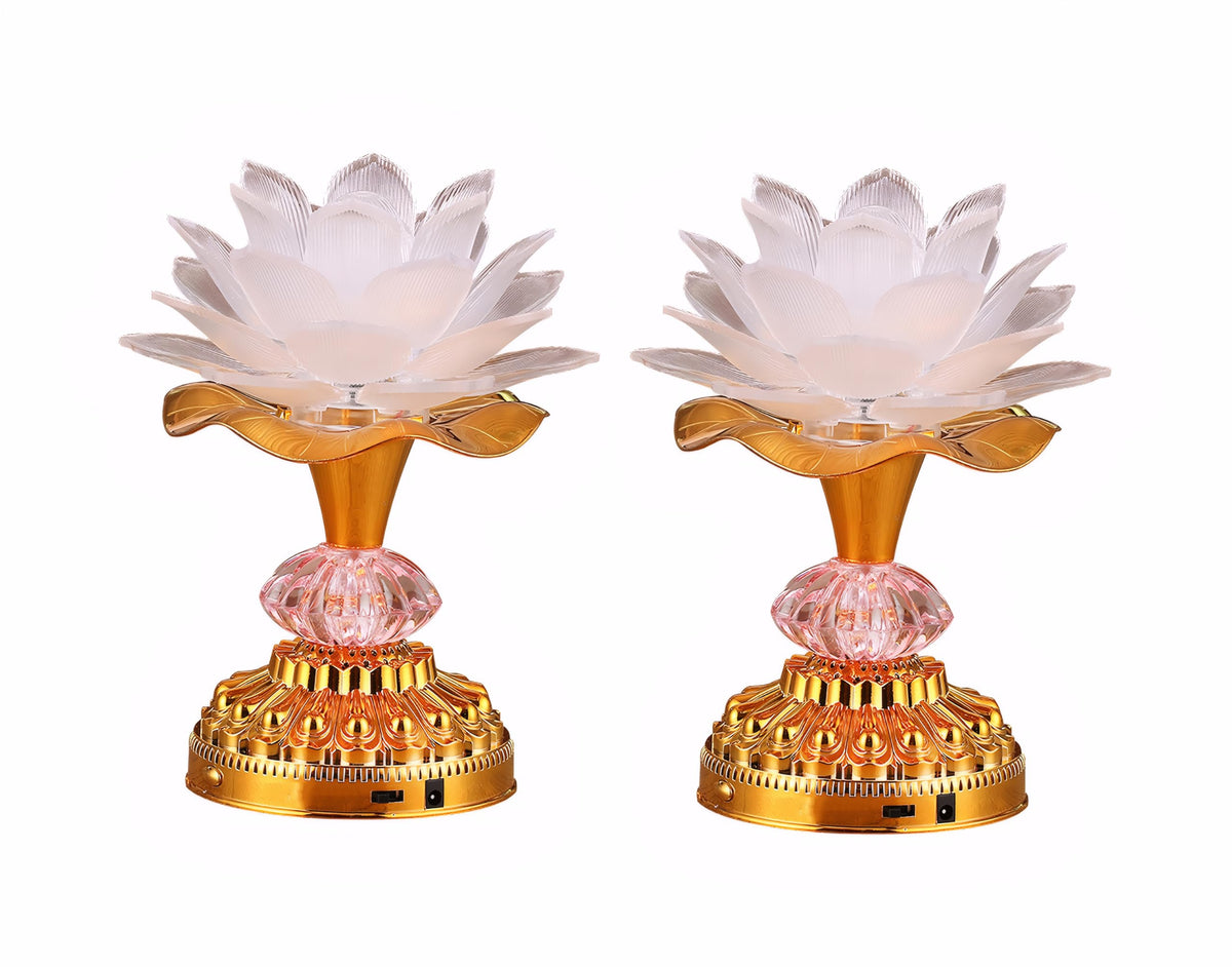 2 Pack Colorful LED Lotus Buddhist Lamp (Light White)