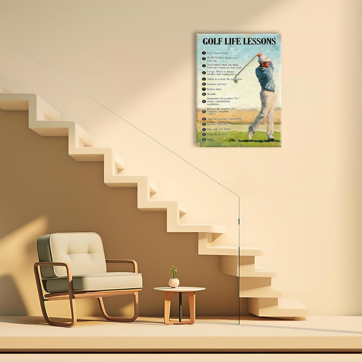 Golf Canvas Wall Art Inspirational Sports Painting Framed ArtWork 12"x16" (Golf / 16"L x 12"W)