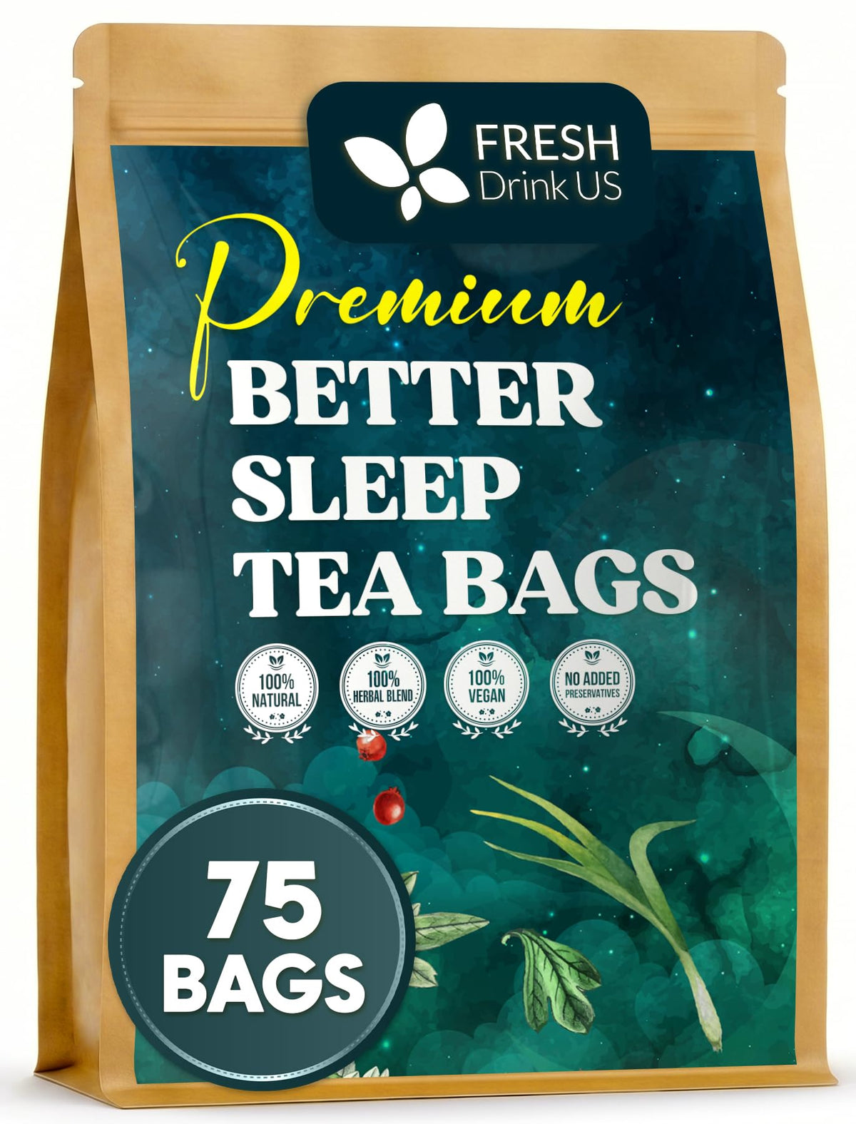 Premium 75 Tea Bags Better Sleep Herbal Tea (75 Tea Bags)