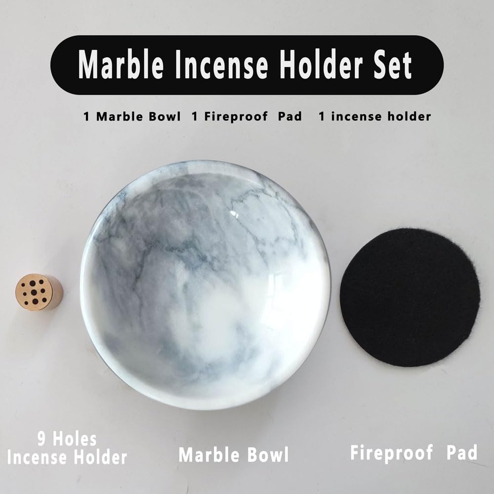 Handmade Natural Marble Incense Holder 9 Hole Ash Catcher Tray for Incense Sticks (Pale)