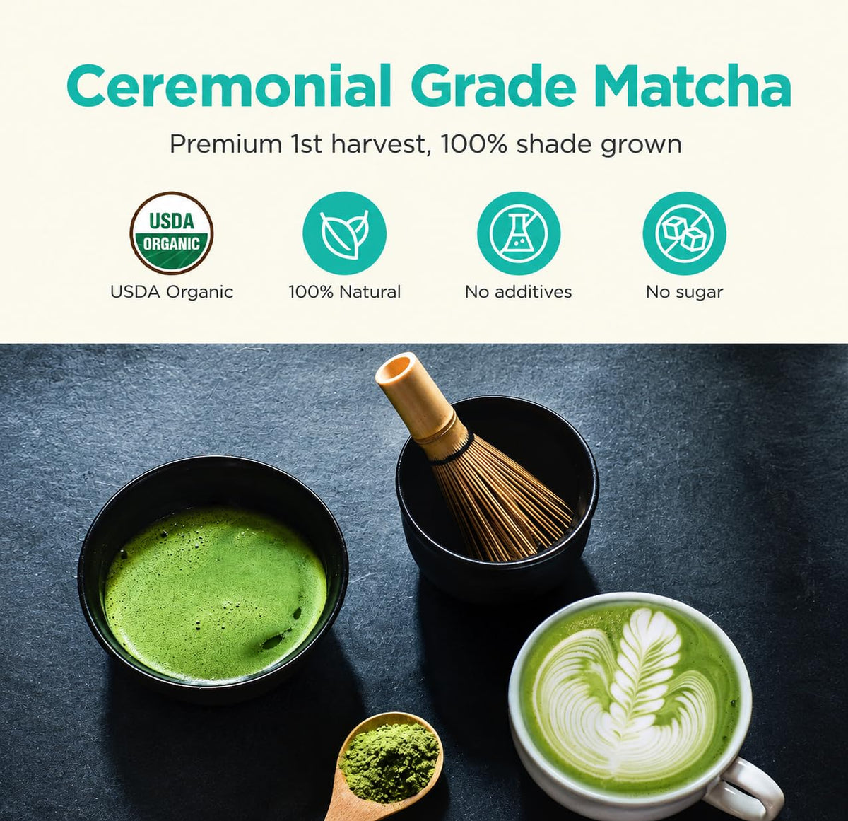 Organic Ceremonial Green Tea Matcha Powder 60g (2.1 Ounce (Pack of 1))
