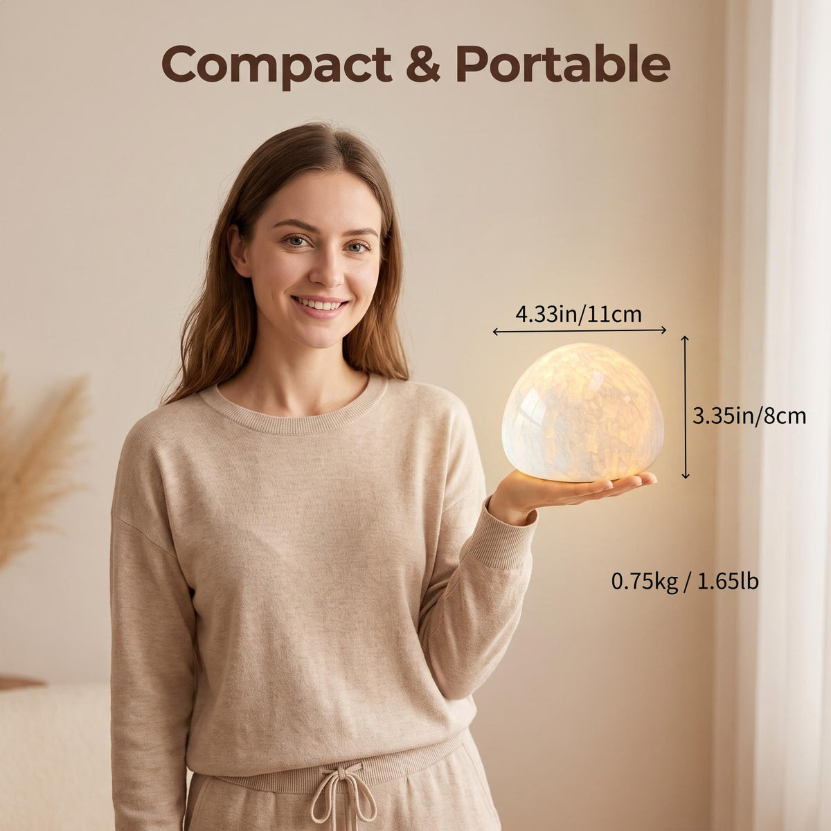 Natural Marble Lamp Cordless Touch Control Night Light 3 (White A)