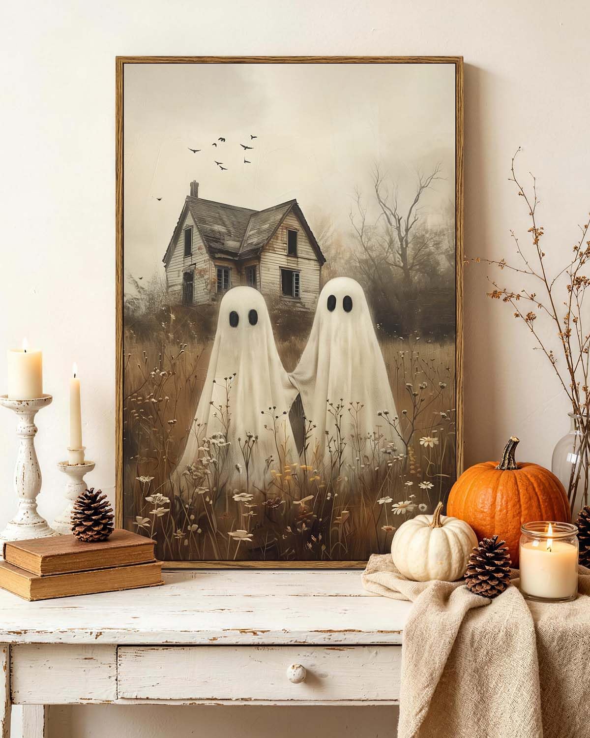 Vintage Halloween 16x24 Framed Canvas Wall Art (Together / 24"L x 16"W)
