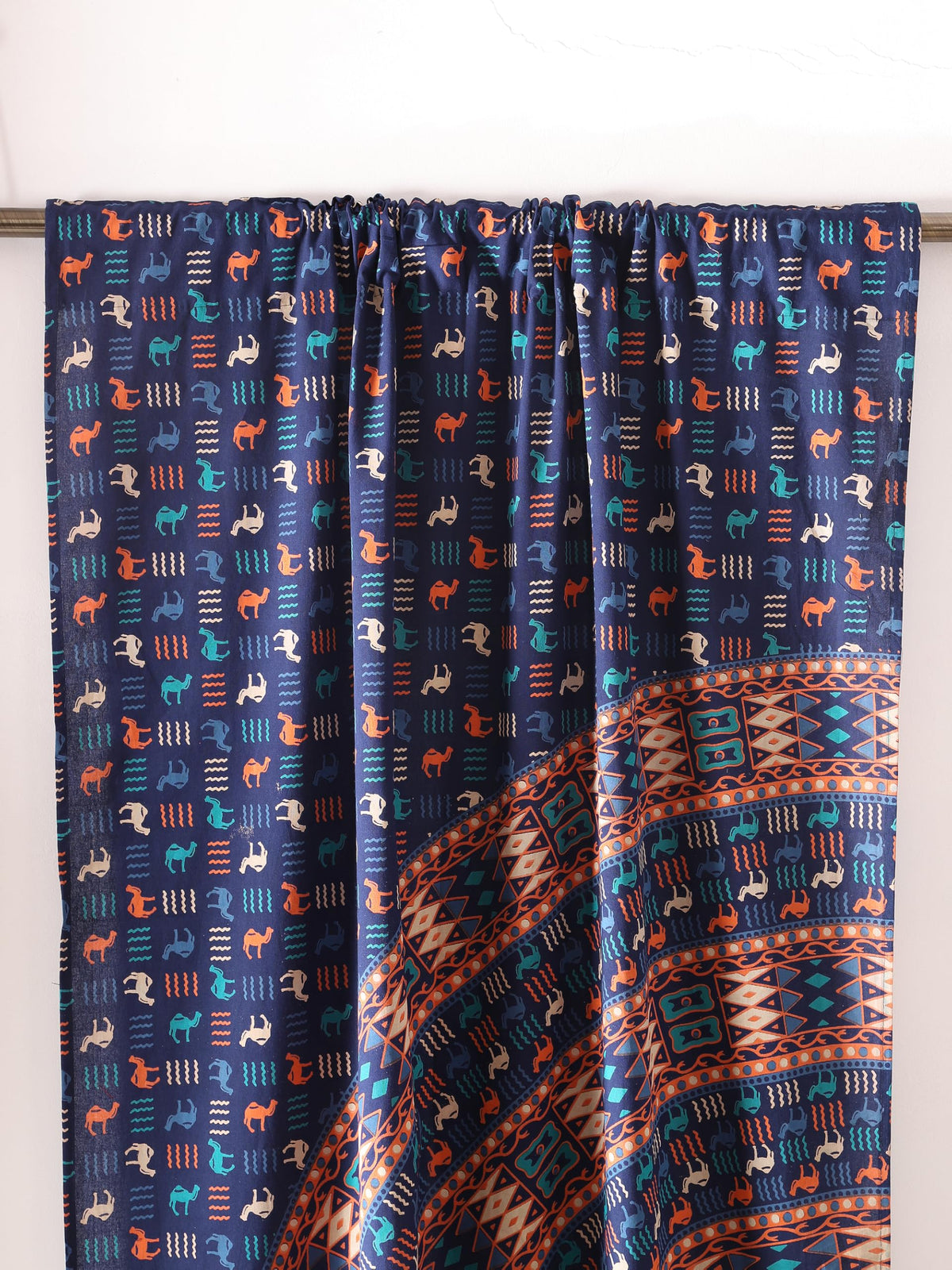 Blue Hippie Mandala Art of Camel Curtains 100 Inch Length for Living Room Bedroom 2 Panels Set Semi Sheer Window Curtains 76 Inch Width Boho Farmhouse Drapes W76xL100 Tarquoise (76"W x 100"L (Pack of 2) / Camel Blue Tarquoise)