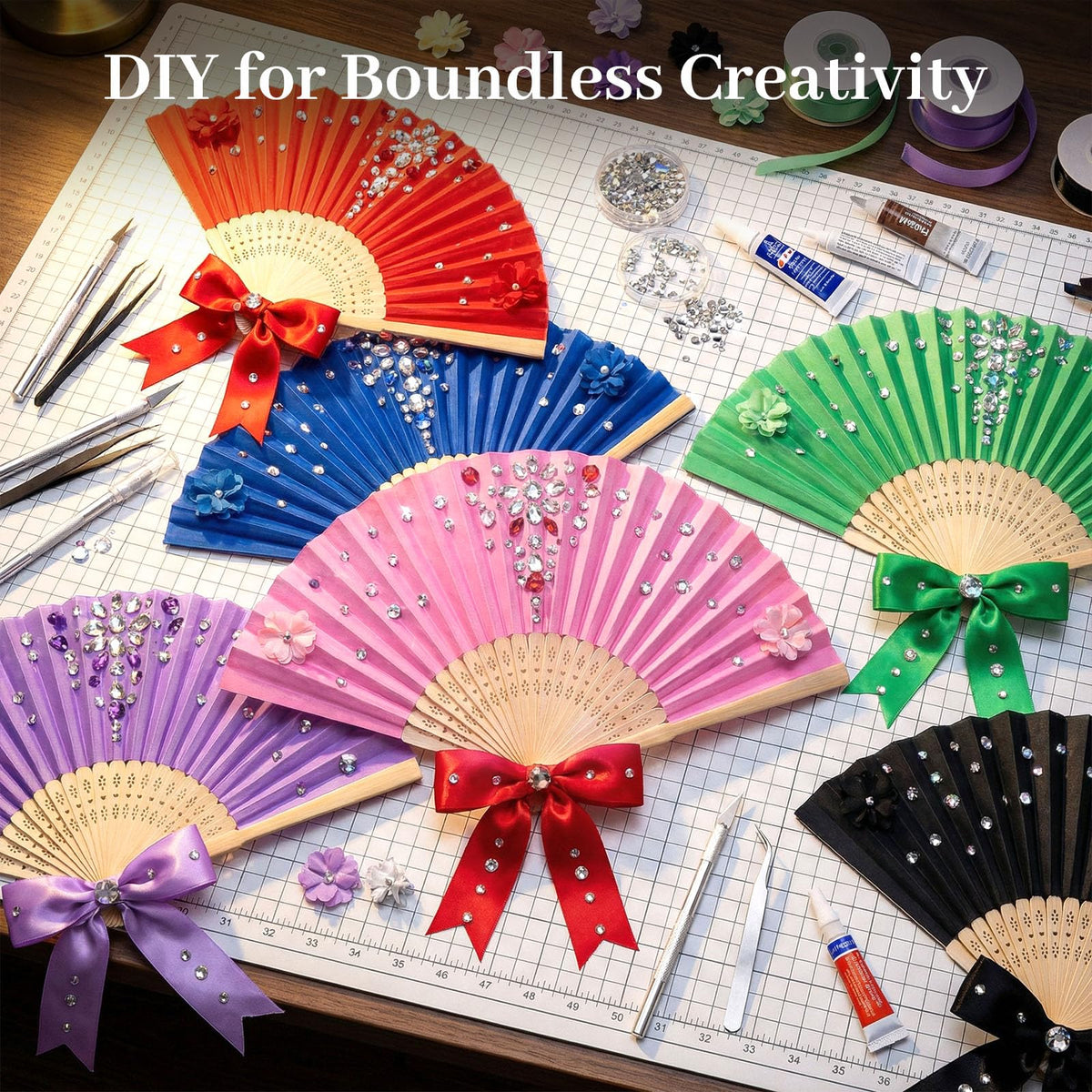 15 PCS Paper Folding Hand Fans (Multicolored)