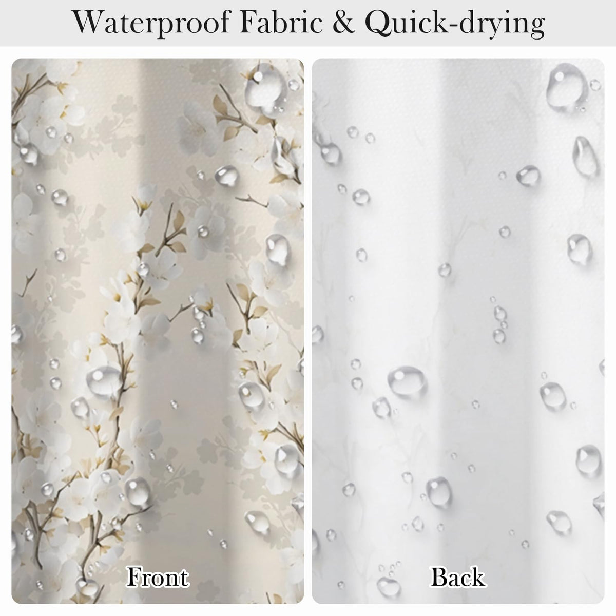 White Floral Shower Curtain 74 Inches Long (Floral-b)