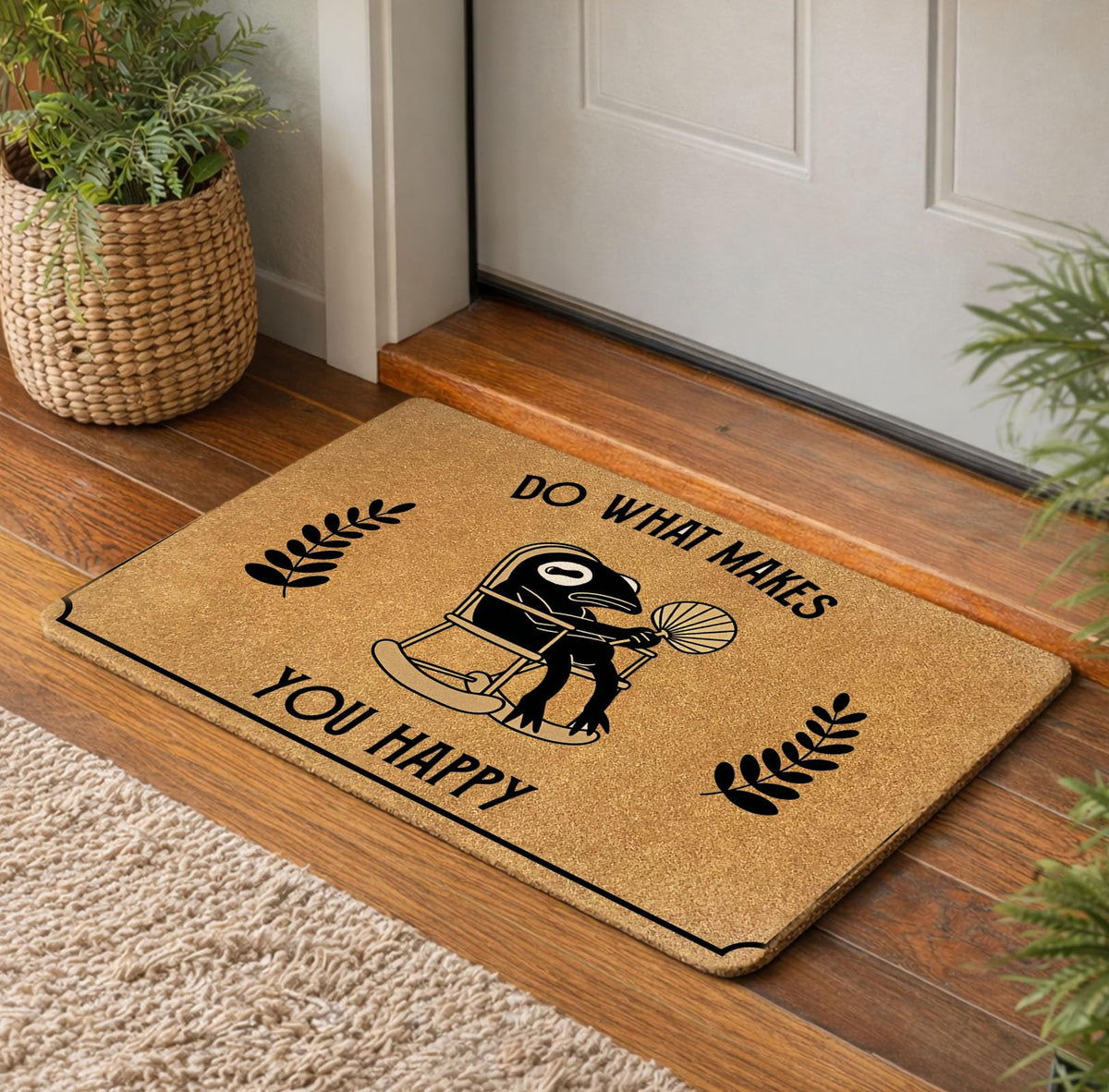 Retro Zen Frog Do What Makes You Happy Coir Welcome Doormat 17x30 (Happy Frog)