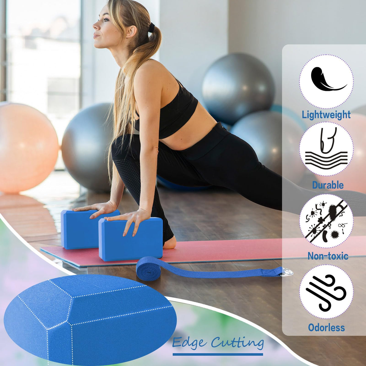 15 Pack Yoga Blocks and Straps Set for Stretching
