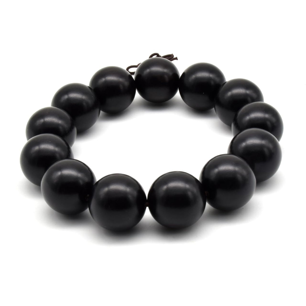 Unisex Natural Ebony Wood Buddhist Prayer Bead Necklace Bracelet Tibetan Prayer Mala Beaded Black (18mm 13beads)