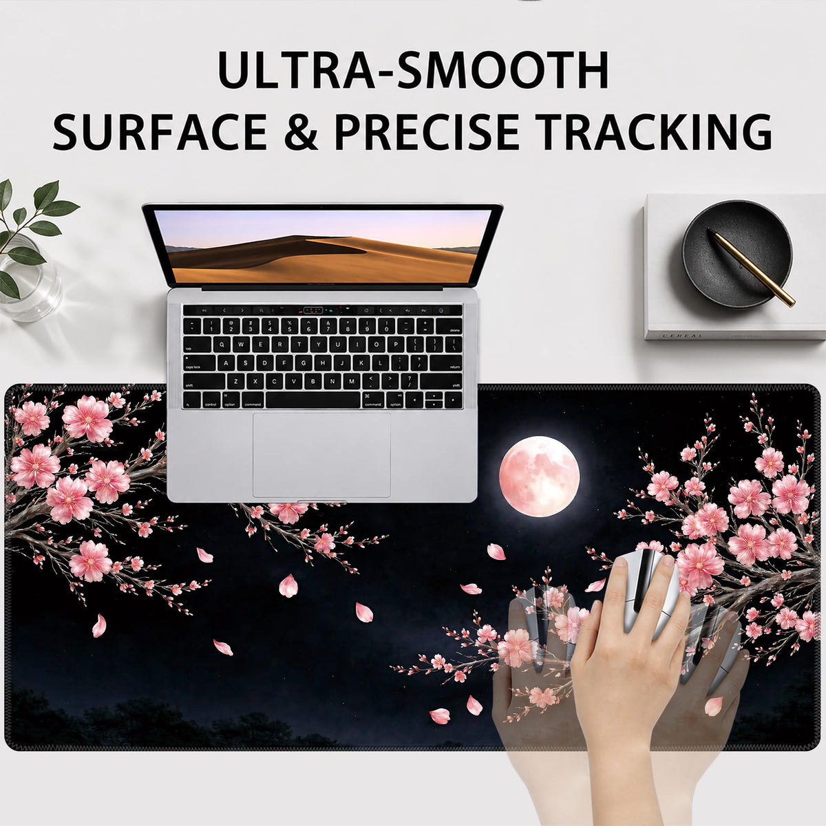 Cherry Blossom Extended Gaming Mouse Pad (Pink Moon Cherry Blossom / 35.4L x 15.7W inches)