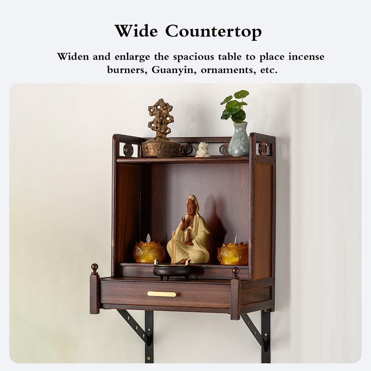 Buddha shelf Household Wood Cabinet with Drawer Wall (With Door / Wall-mounted)