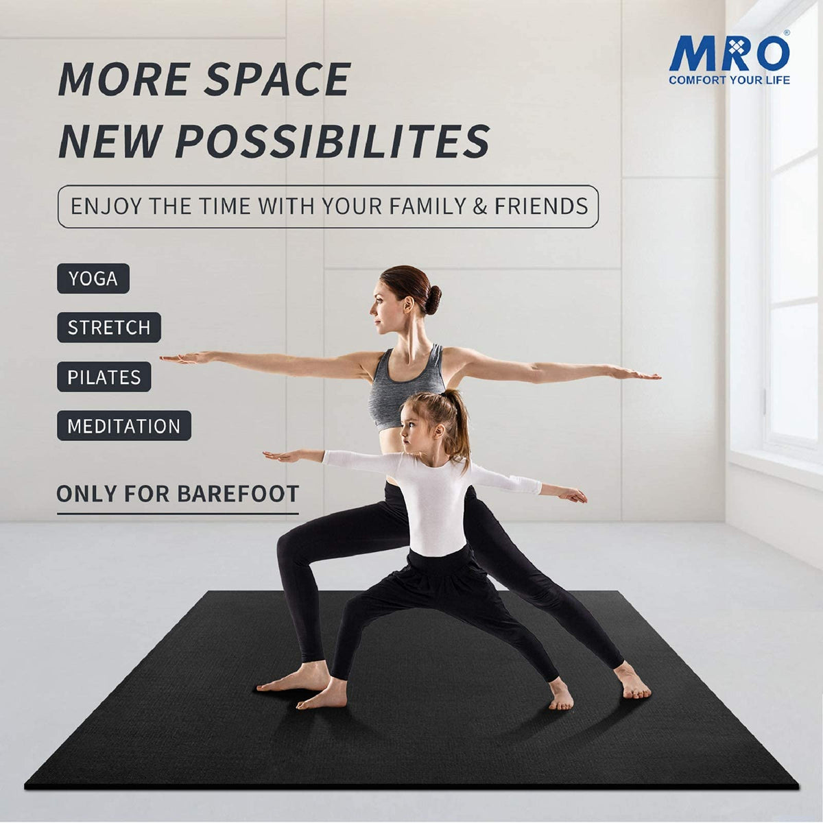 Extra Large Yoga Mat (Black / 7*5 FT)