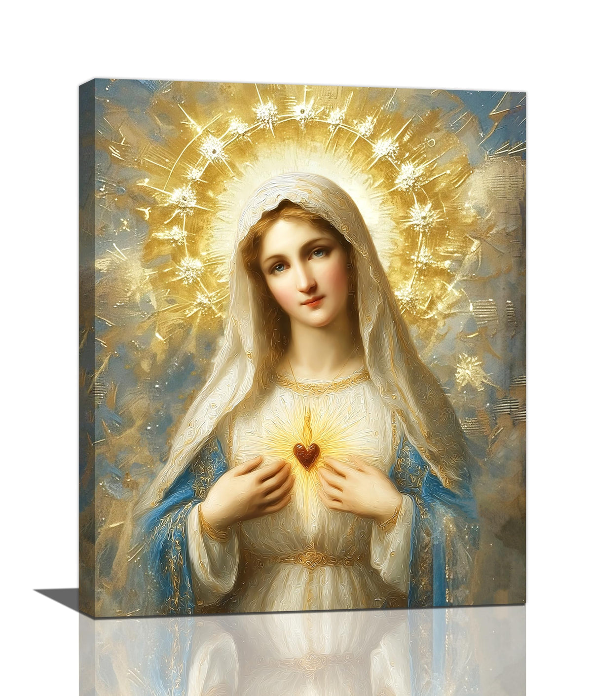 Christian Virgin Mary Wall Art Mary Mother Of God Jesus Canvas Wall Decor Catholic Pictures Christ Paintings Prints Religious Bible Artwork Framed Decorations For Church Prayer Room Bathroom Bedroom Living Room Gifts 16" x 20" (Mary / 20"L x 16"W)