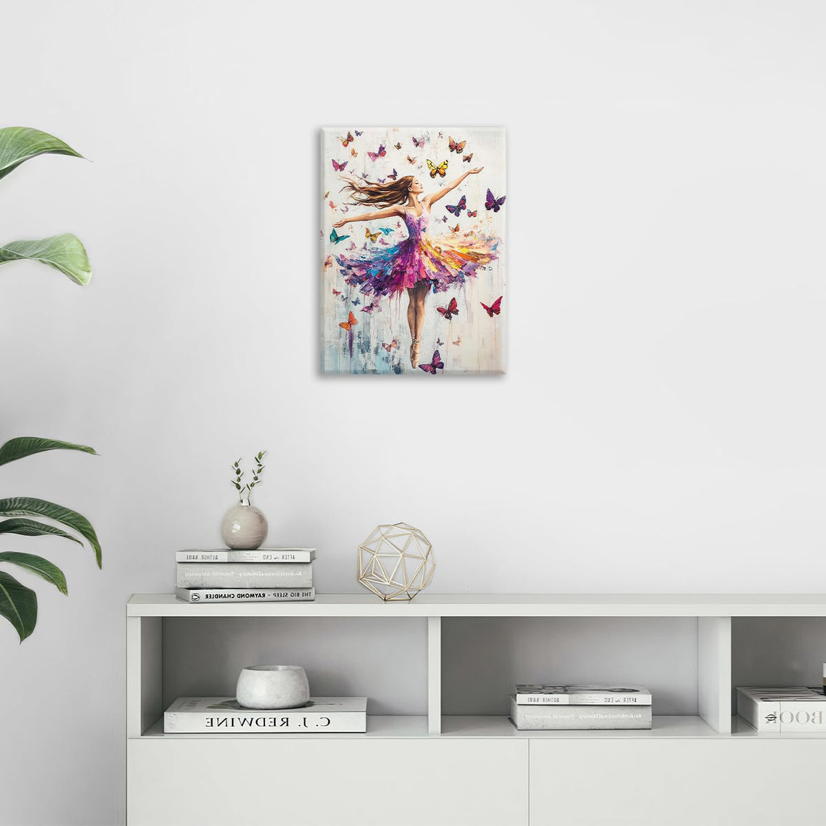 Ballerina Wall Art (16"L x 12"W / Ballet Girl Butterfly)